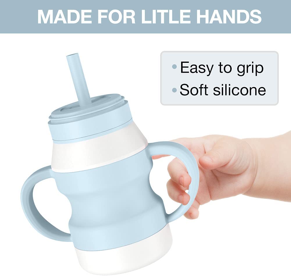 YRHH Toddler Sippy Cups with Straws-Spill Proof Silicone