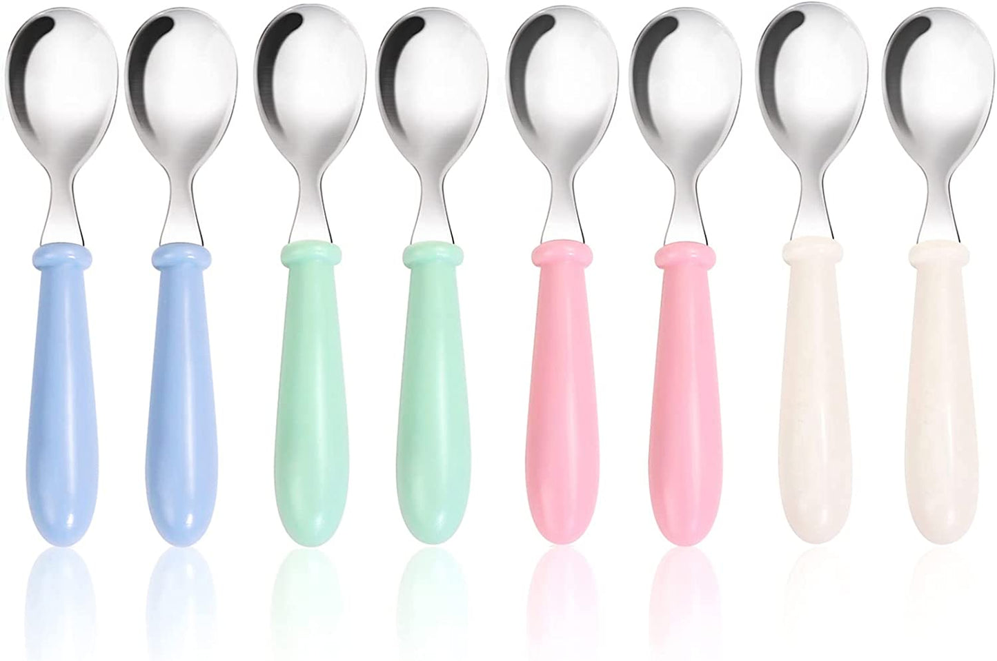 6 Pieces Toddler Spoons Baby Spoons for Self-Feeding, Stainless Steel Kids  Spoons with Round Handle Metal Toddler Utensils Children's Silverware Set