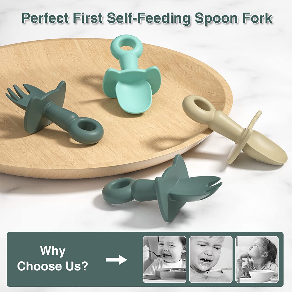 Infant self Baby Spoon First Self Feeding Spoon Fork Algeria